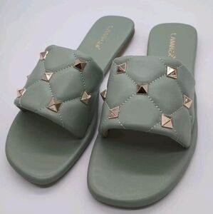 Green Studded Women's Sandals NWOT